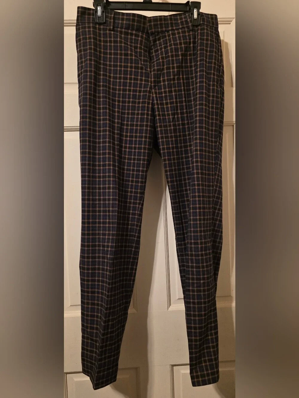 H&M Navy & Brown Windowpane Plaid Chinos